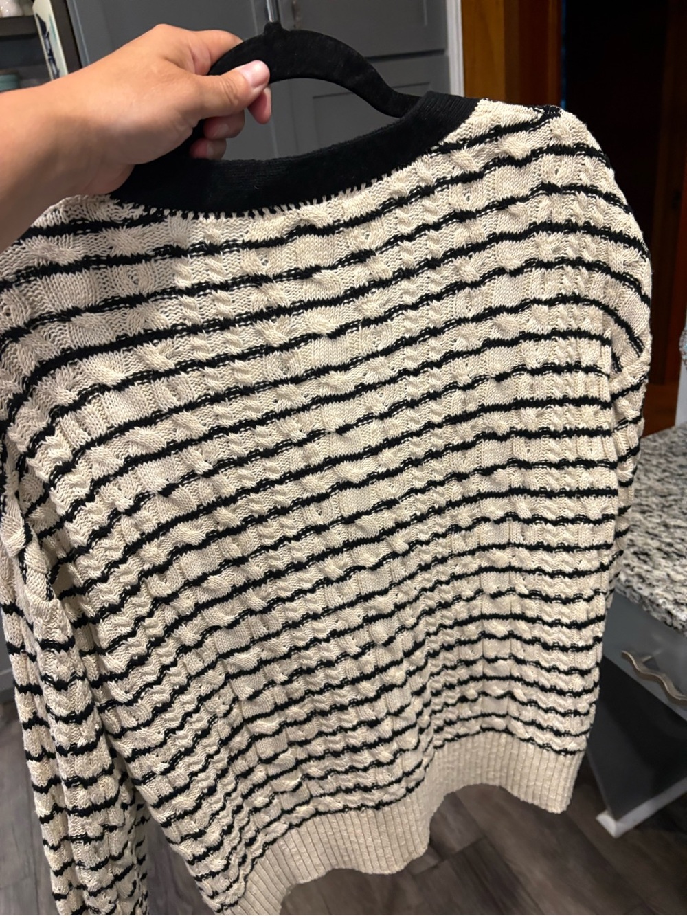 Modern Supply by Sanctuary Striped Knit Cardigan Sweater - Black & Cream - Picture 6 of 6